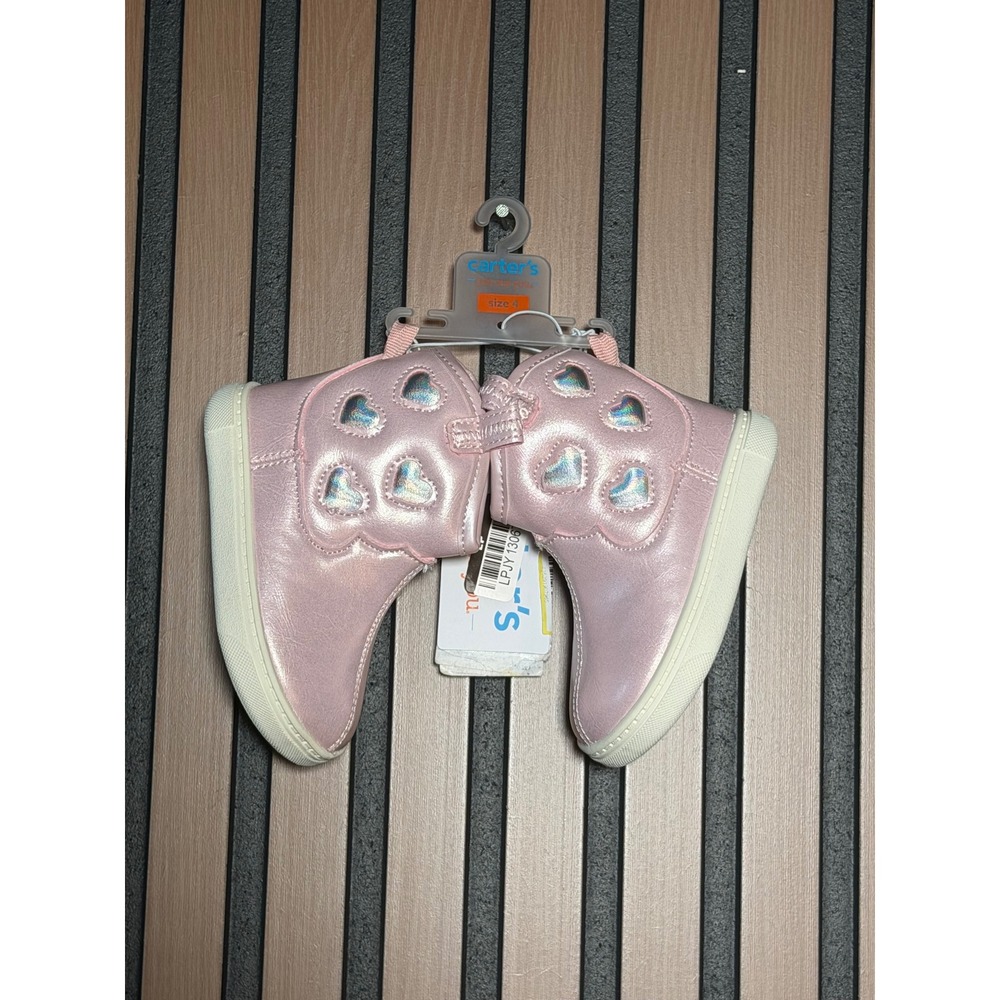 Carters Toddler Girls Pink Metallic Iridescent Heart Boots Size 4
